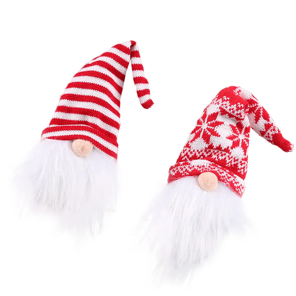 

2Pcs Christmas Wine Bottle Decoration Knit Old Man Forest Design Red Wine Bottle Cover Table Decor Party Birthday Gift