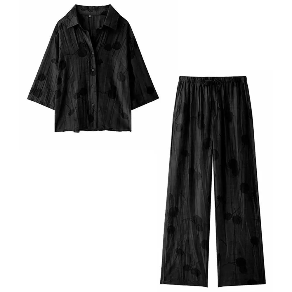 HH Women Jacquard Blouse and Trousers Set 7