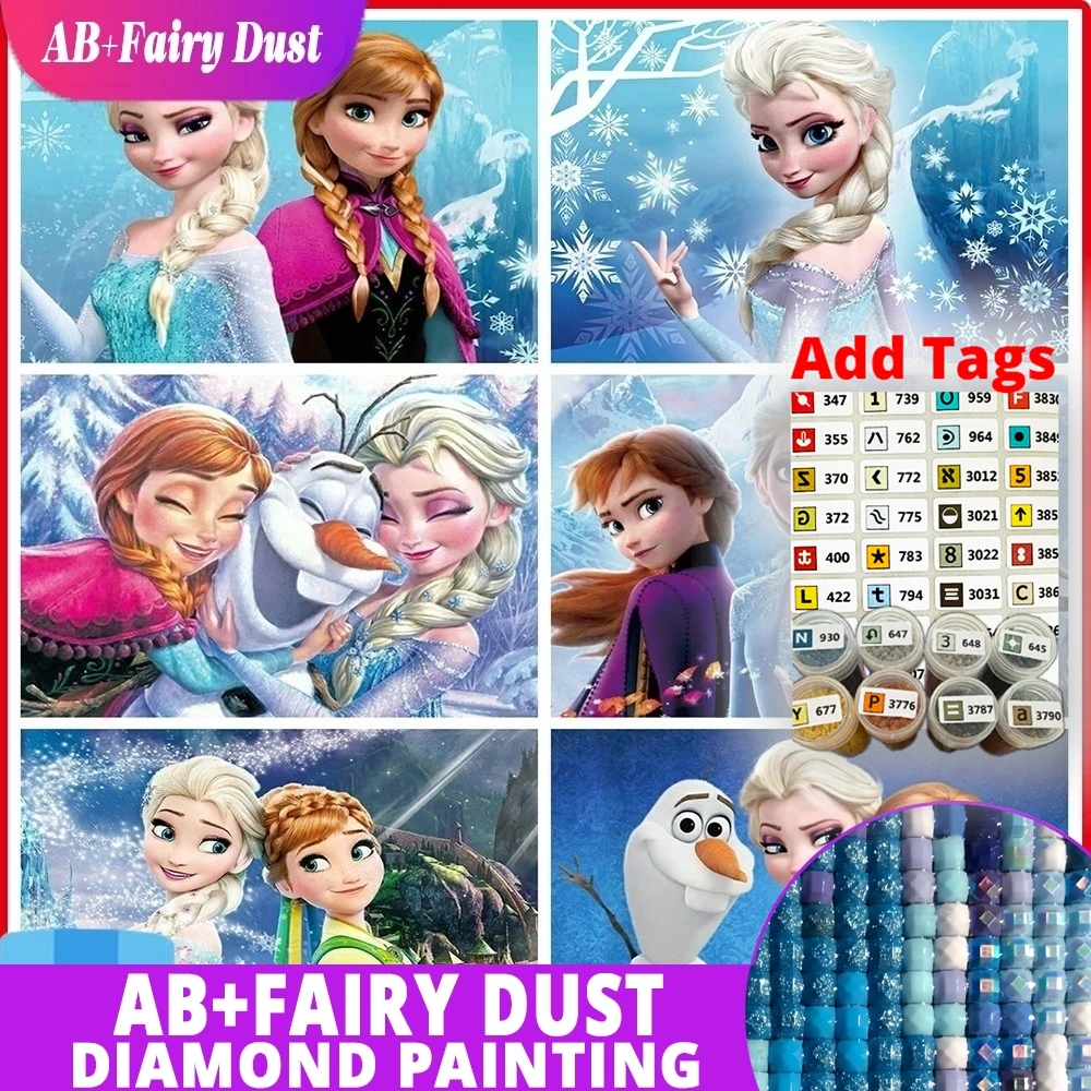 

С наклейкой с символом AB Fairy Dust Disney Алмазная картина Вышивка Принцесса Аиша «Холодное сердце» Набор для вышивки крестом Снеговик Мультфильм Рука
