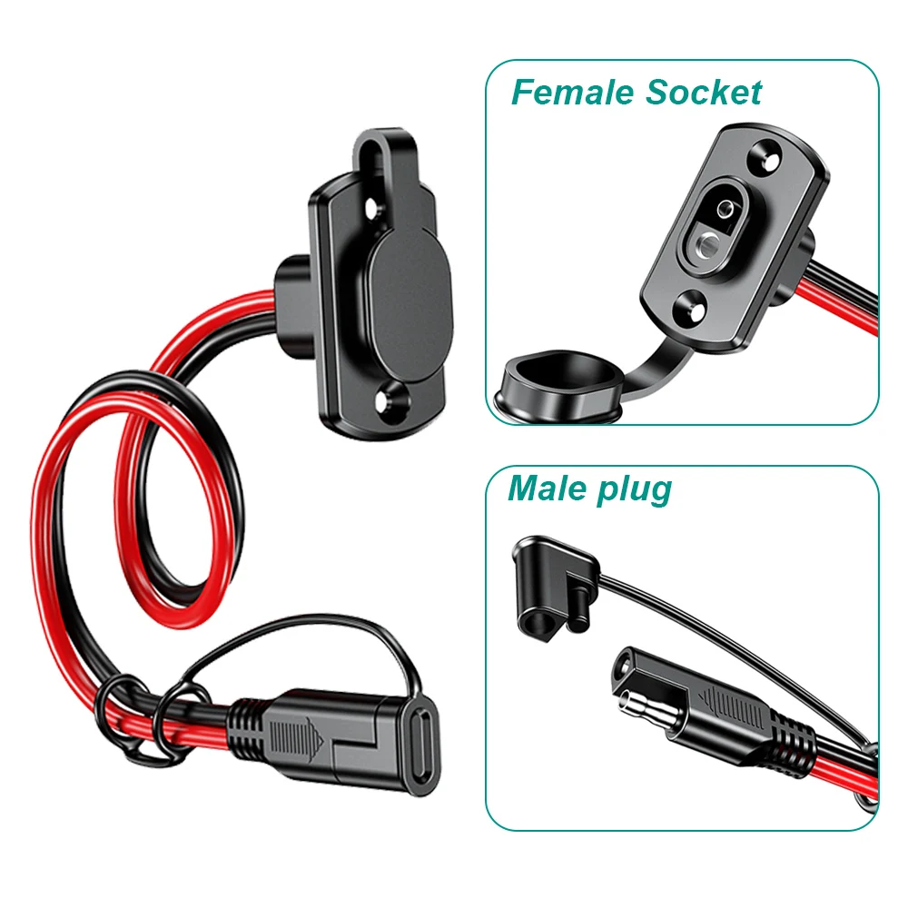 12AWG SAE Quick Connector Harness 30CM Extension Cord Sidewall Port Waterproof For Solar Panel Generator Battery Charger