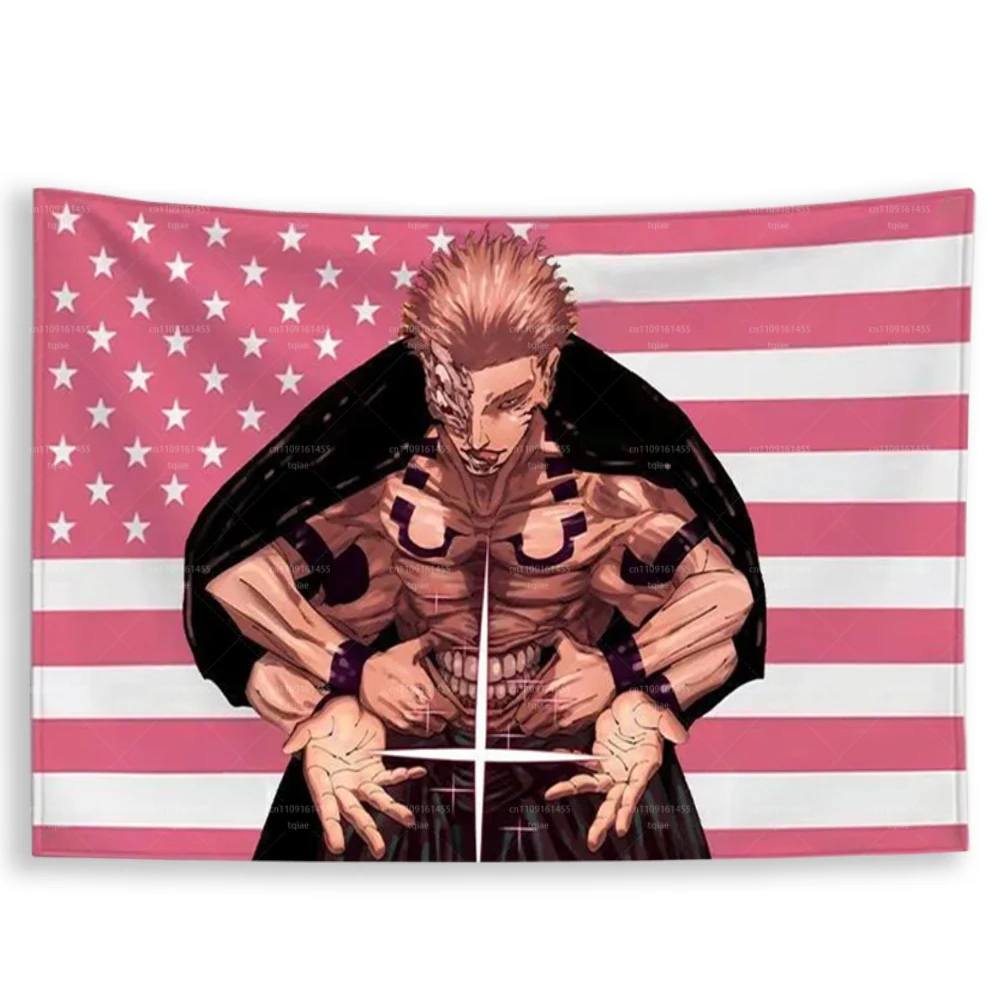 J-Jujutsu K-Kaisen R-Ryomen Sukuna Anime American Flag Tapestry Flaga Outdoor Decorations Garage Decoration  Flags for Bedrooms