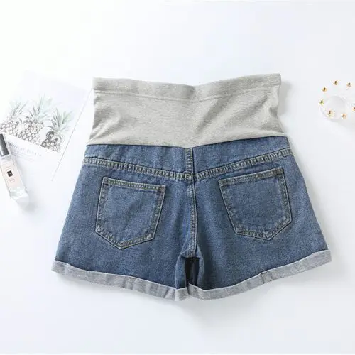 Summer Short Pant for Pregnant Women Denim Cotton Pregnant Women\'s Shorts High-Waisted Maternity Panties Adjustable Loose Pants