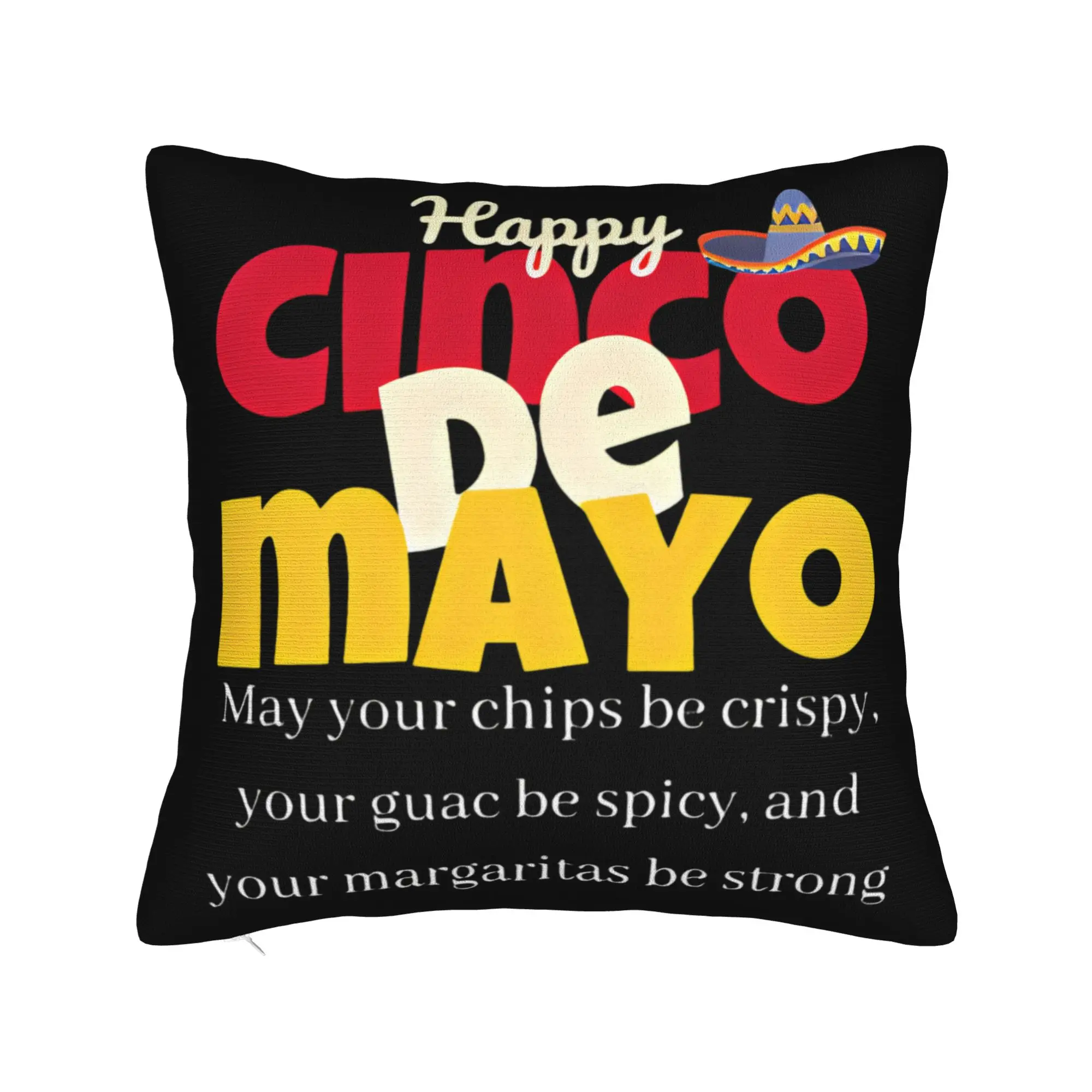 Let's FIESTA Party Printed Pillow Cover Mexican Amigo Cinco De Mayo Sombrero Graphic Cushion Cover Funny Pillow Case