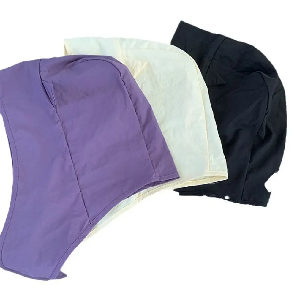 Cute Korean Style Little Devil Horn Headscarf Solid Color Sun Cap Strap Hat Quick-drying Sunscreen Hat Beanie Cap Girl