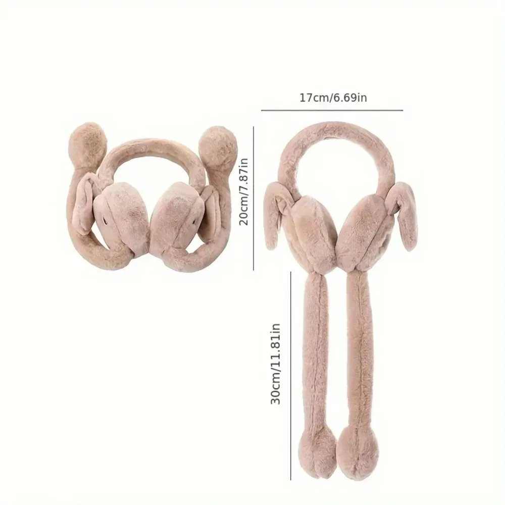 Cartoon Bunny Ear Warmers Plush Knitted Stretchable Polyester Ear Muffs Cozy Winter Ear Covers Reusable Hand Wash Care