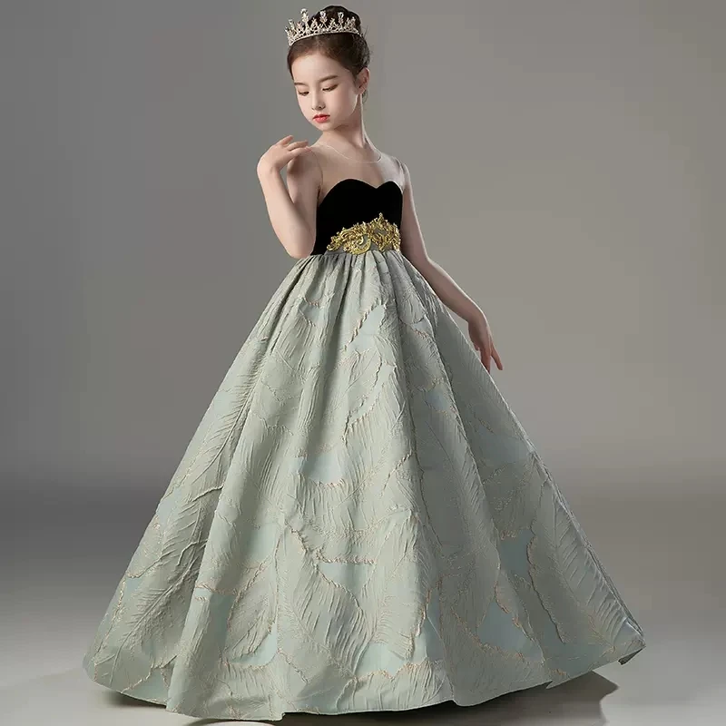 Little Girls Formal Occasions Performance Dress Children Elegant Velvet Party Cocktail Prom Dresses Teen 3-14 Years Spanish