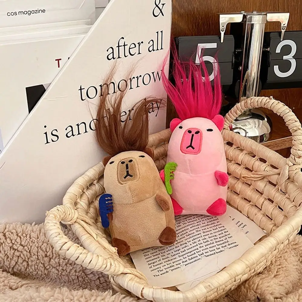 Kreativer süßer gefüllter Capybara-Schlüsselanhänger, langhaariger Capybara-Puppen-Anhänger, hängende Taschen, Dekor, kreativer gefüllter Taschenanhänger