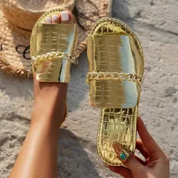 Zapatos Mujer 2024 Summer and Autumn New Large Size Open-toed Flip-flops Flat Wedge Sandals for Women Shoes for Women