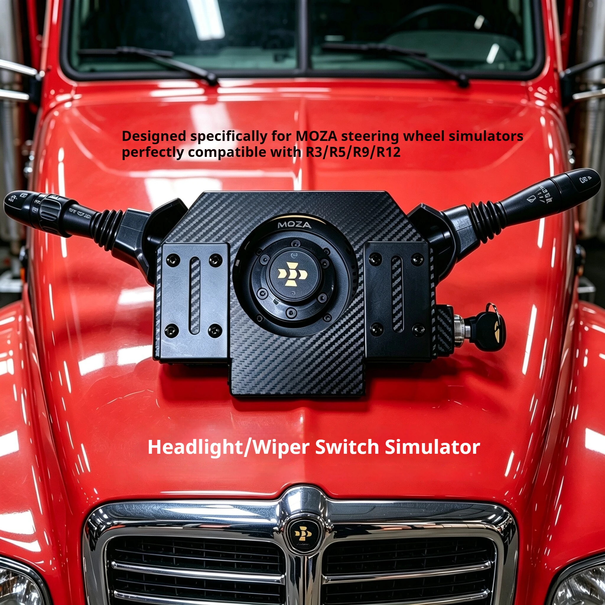 Racing Simulator Steering Wheel Turn Signal Light with Key Start Wiper Switch for Moza R3 R5 R9/12, Light and Wiper Switches
