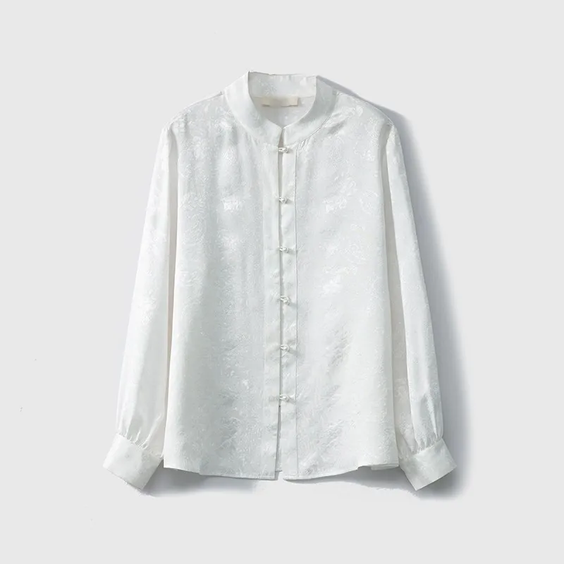 

Элегантная блузка Winsleter из 100% натурального шелка, с жаккардовым узором, женская, винтажная, в новом китайском стиле, шикарная свободная блузка, весна 2026, T62411CC