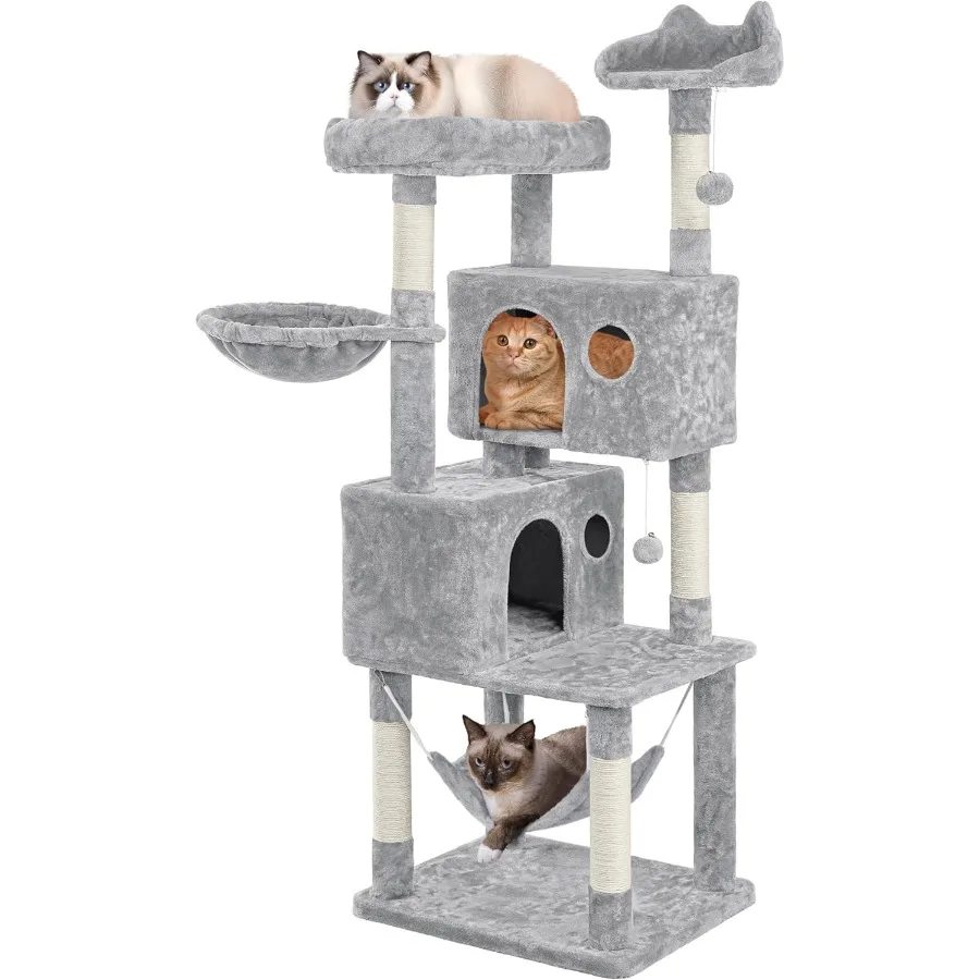 

64.5in Extra Large Multi-Level Cat Tree with Platform Perch Hammock and Scratching Posts for Kittens and Adult Cats Ideal Indoo