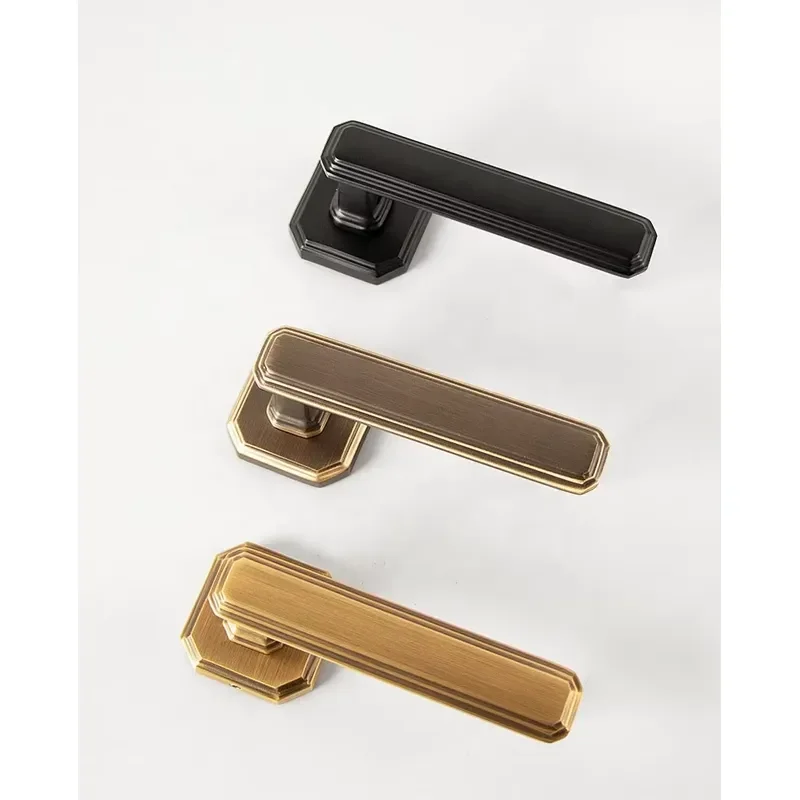 Hot Sale Black Coffee Antique Brass Solid Brass Mute Magnetic Door Handle Set for Wooden Doors