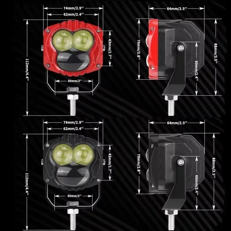 

For 12-24V 3 Inch LED Sqaure Led Work Light Lens Fog Lamp Pods Light Hi-lo Beam For Wrangler Jk Atv Off Road Cars 4x4 Truck Zza