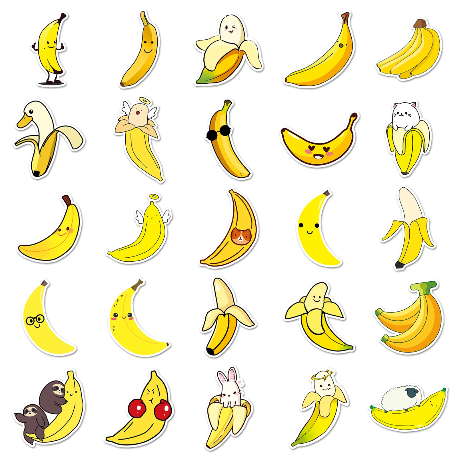 50Pcs Banana series Cartoon Cute Waterproof Sticker Skateboarding Snowboard Retro Vinyl Sticker