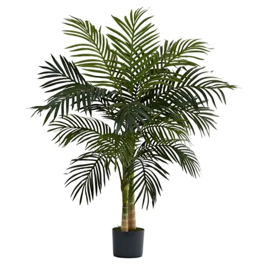 

Искусственная пальма Golden Cane Palm с двойным стволом, 1,2 м, с пышной реалистичной золотистой листвой, не требующая ухода, для интерьера
