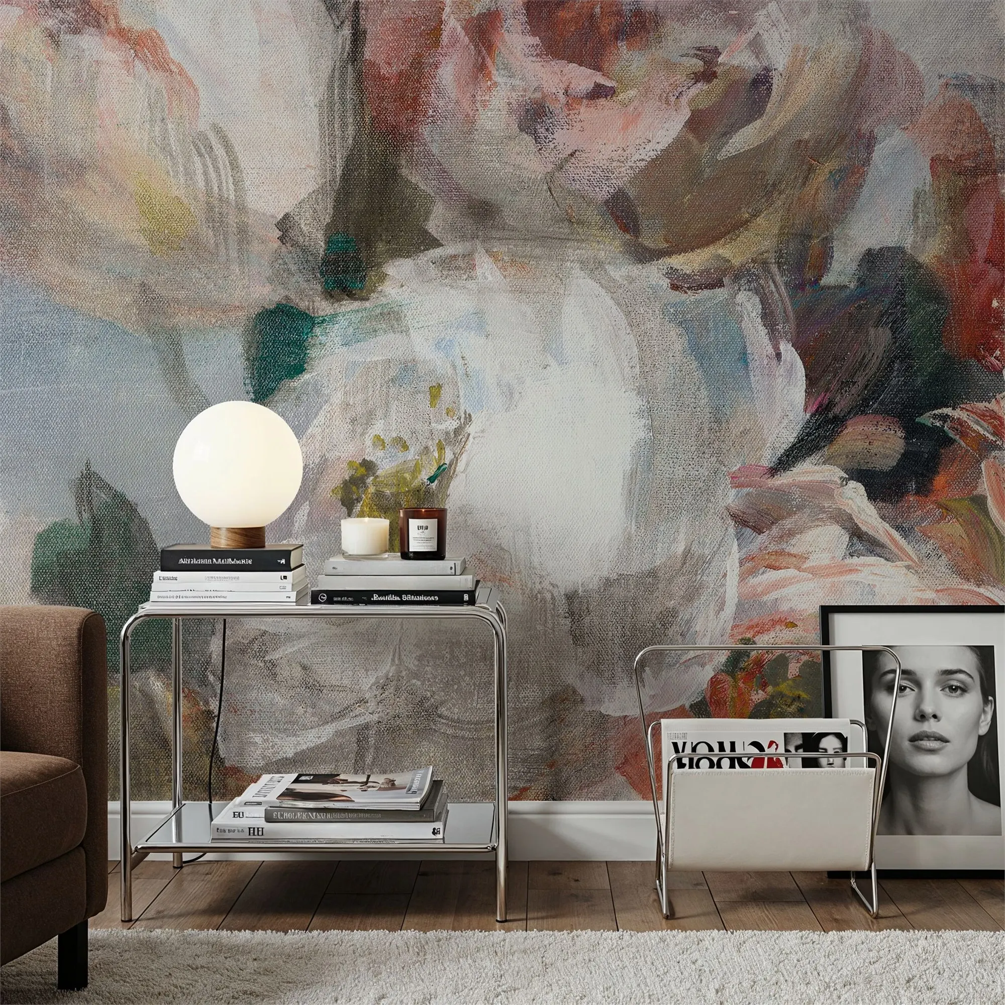 Fall Bouquet on White Panel I Custom Wallpaper Wall Mural for Living Room