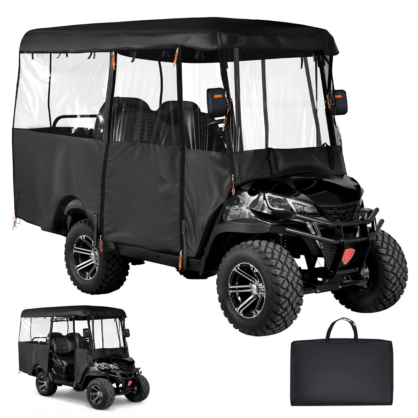 SucceBuy Golf Cart Cover Visible Full-Enclosure 2+2/4 Passenger Golf Cart Fits Most Carts Club Car Yamaha EZGO Honda PVC Coating