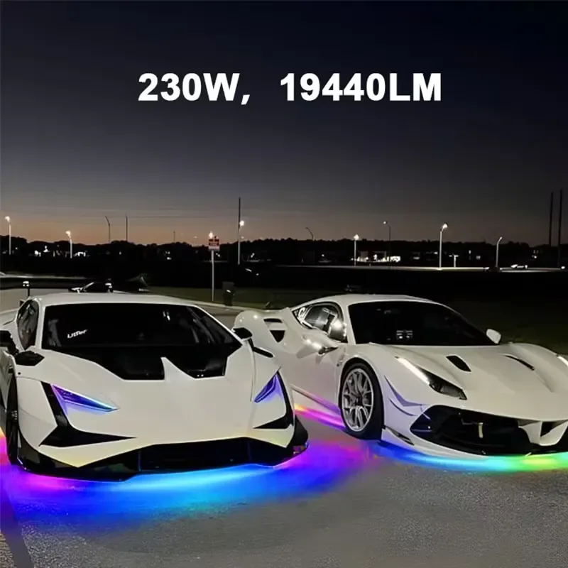 New Arrival Triple Row Under Glow IP68 Waterproof Flowing RGBIC Underbody LED Car Chasing 3 Row Underglow Light Kit for Cars