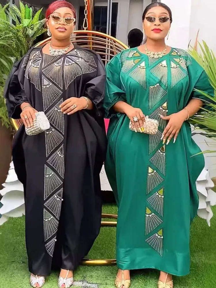 Plus Size Elegant African Dresses For Women Muslim Fashion Boubou Dashiki Ankara Outfit Evening Gown Abayas Kaftan Scarf Robe