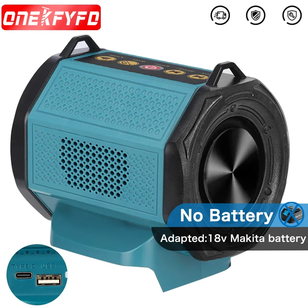 Portable Bluetooth Speaker with USB/Type-C Port Cordless Small Speaker for Jobsites Home and Party for Makita 18V Battery