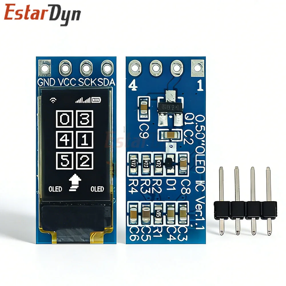 0.5 Inch CH1115 White OLED Display Module, 48x88 IIC Vertical Screen for  Mini Projects