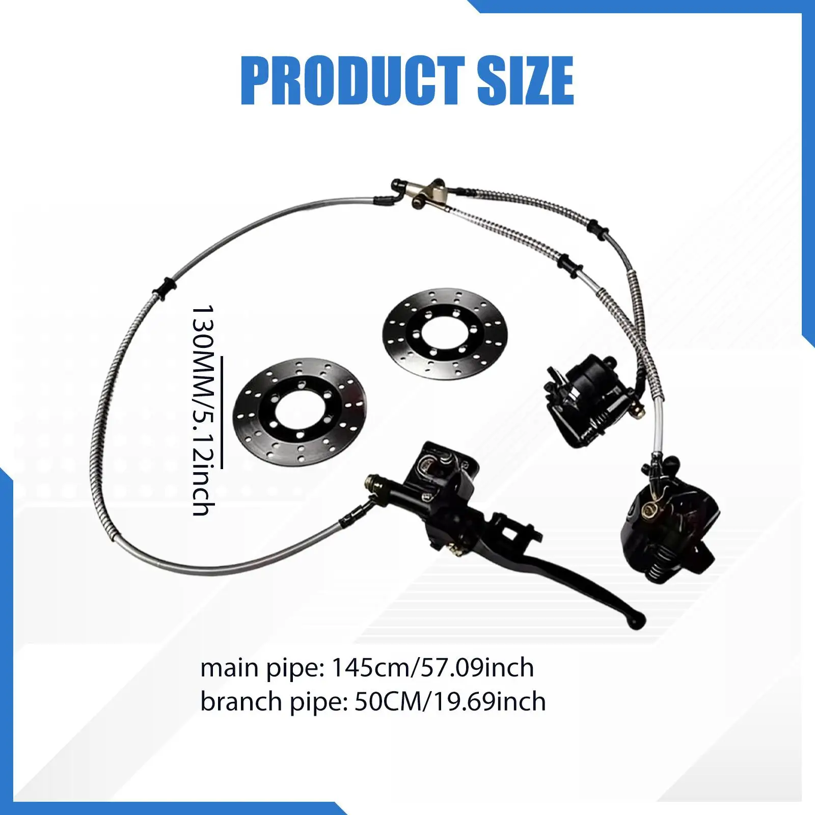 

Go Kart Quad ATV UTV 4 Wheeler Front Brake Master Cylinder Caliper Metal Kit with 130mm Disc Rotor