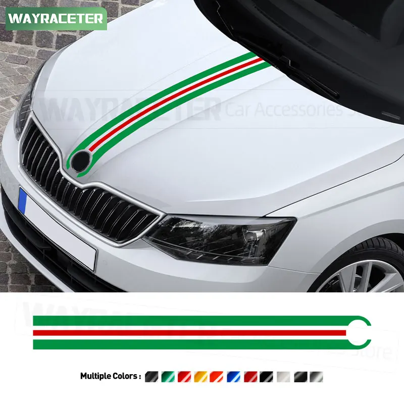 

Наклейка в полоску на капот автомобиля для Skoda Octavia 2025 Fabia 2024 Enyaq Kodiaq Citigo Yeti Superb Rapid Karoq Kamiq, аксессуары