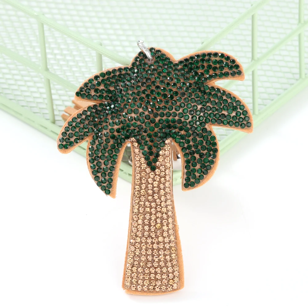 Fashion Creative Coconut Tree with Full Crystal Rhinestone Keyrings Key Chains Rings Holder Purse Bag For Car Lovely Keychains