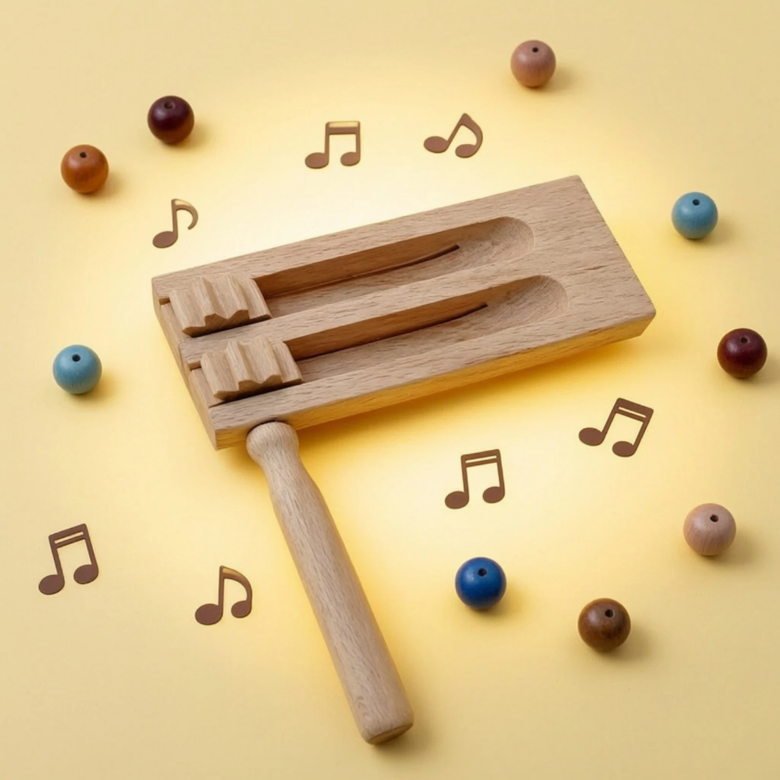 Wood Block with Handle Resonant Wood Block Woodblock Lightweight Percussion Instrument Versatile for Children, Music Lessons