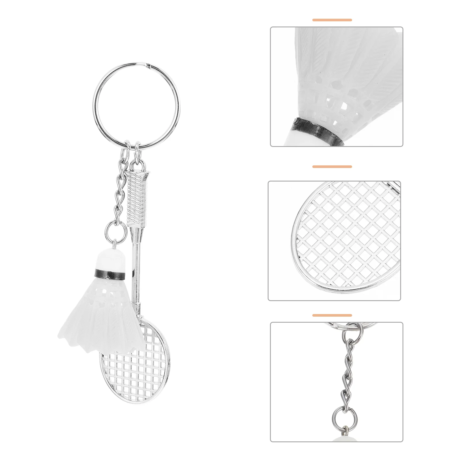 

2 Pcs Badminton Keychain Pendant Backpack Pendants Car Souvenir Racket Rings Iron Ball Mini