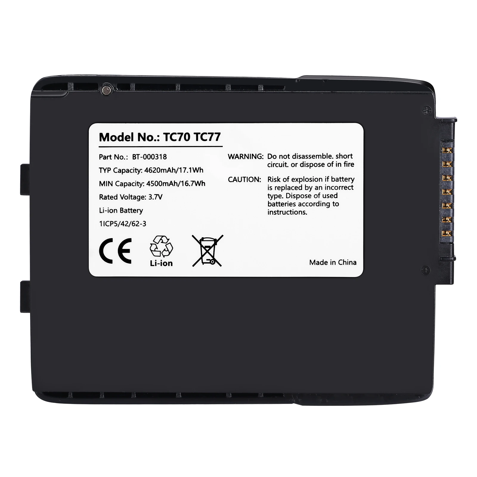 Barcode scanning collector battery For zebra TC70 TC75EK TC75AH TC75GK TC700H TC700K TC72 TC77HL BT-000318 82-171249-02