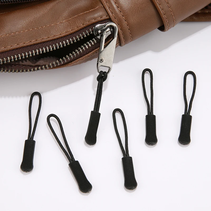 5/10/20PCS Zipper Head Extension Cord Tags Pulls Slider Cord Rope Puller Ends Lock Zip Clip Buckle for Bag Outdoor