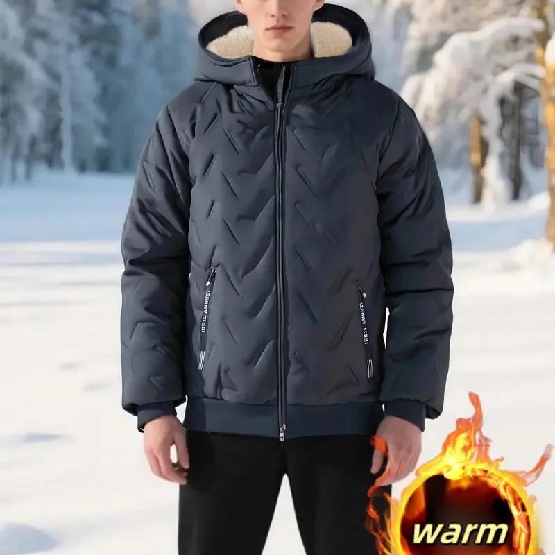 

Autumn Winter Men's Hooded Parka Warm Windproof Padded Coats Casual Outdoor Skiing Fleece Jacket Male Fashion Thicken Coat