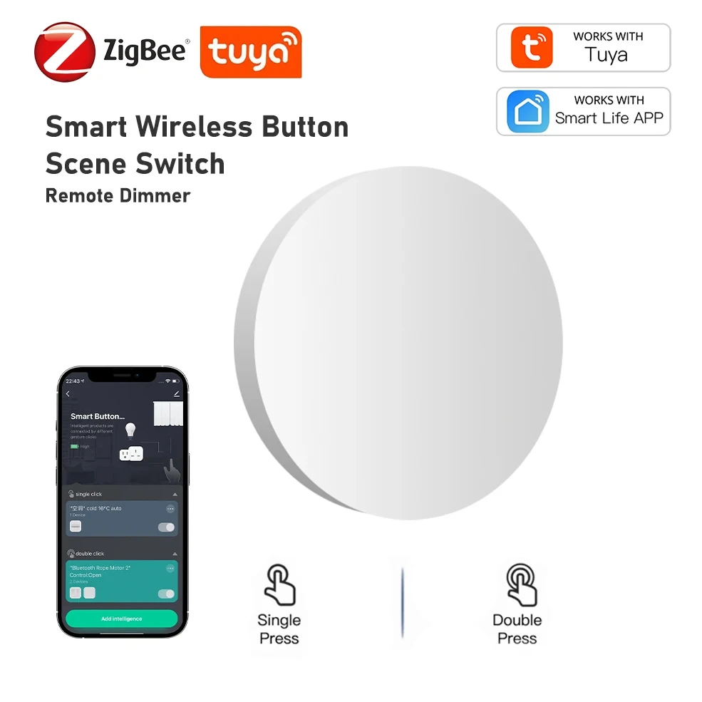 Tuya ZigBee Smart Button Scene Switch Wireless Remote One Key Controller Multi-scene Linkage Switch Google Alexa Voice Assistant