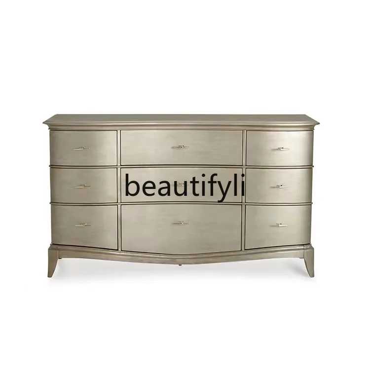 

Solid wood nine bucket modern simple champagne storage bedroom bedside storage cabinet customization