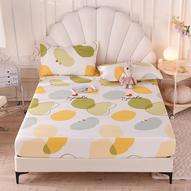 New Product 1pcs 100% Cotton Printing bed mattress set with four corners and elastic band sheets(pillowcases need order)