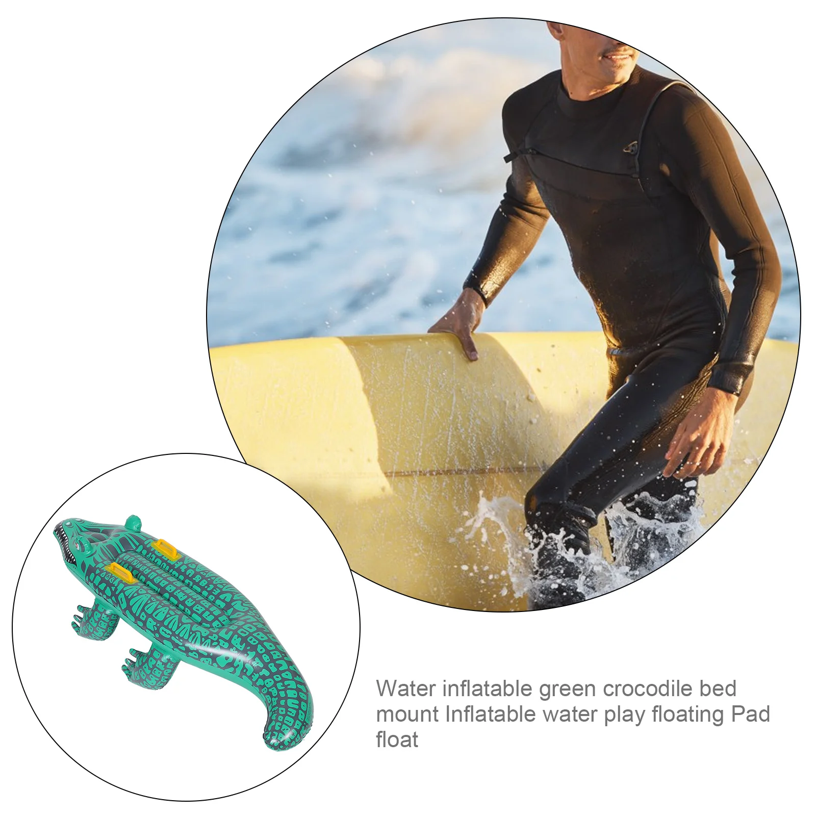 Inflatable Crocodile Surfboard Pool Surfboatd Swimming Floating Mat Pvc Daily Use Alligator