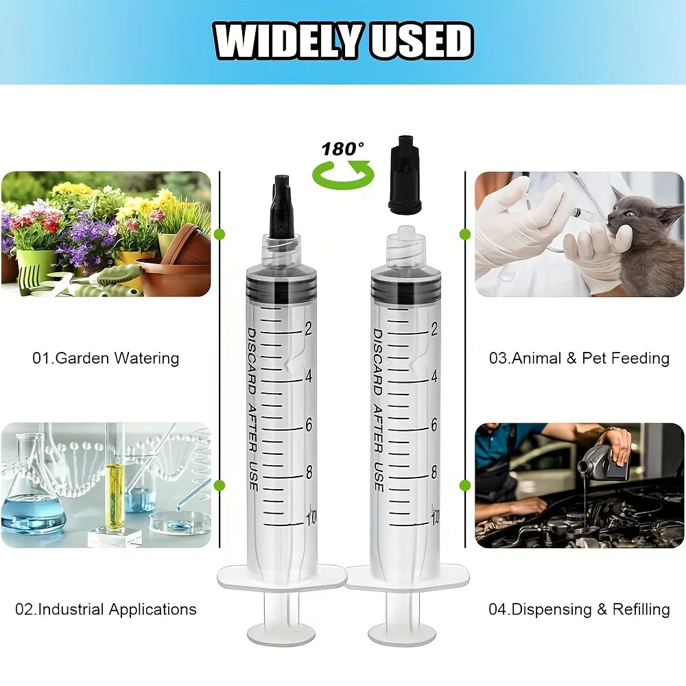 10ml Luer Lock Liquid Dispensing Barrel with Long Blunt Tip Needles and Black Sealing Caps Multipurpose Measuring Tool for Garde view 6