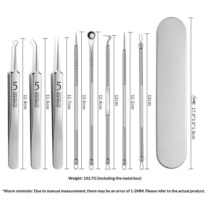 Blackhead Remover Tool Set Professional Pimple Comedone Extractor Tweezers Kit For Facial Skin Care Home Salon Use