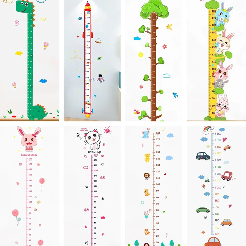 Jungle Baby Height Ruler Cartoon Height Sticker Kid Room Bedroom Decor Record Living Room Wall Sticker Self-adhesive Removable