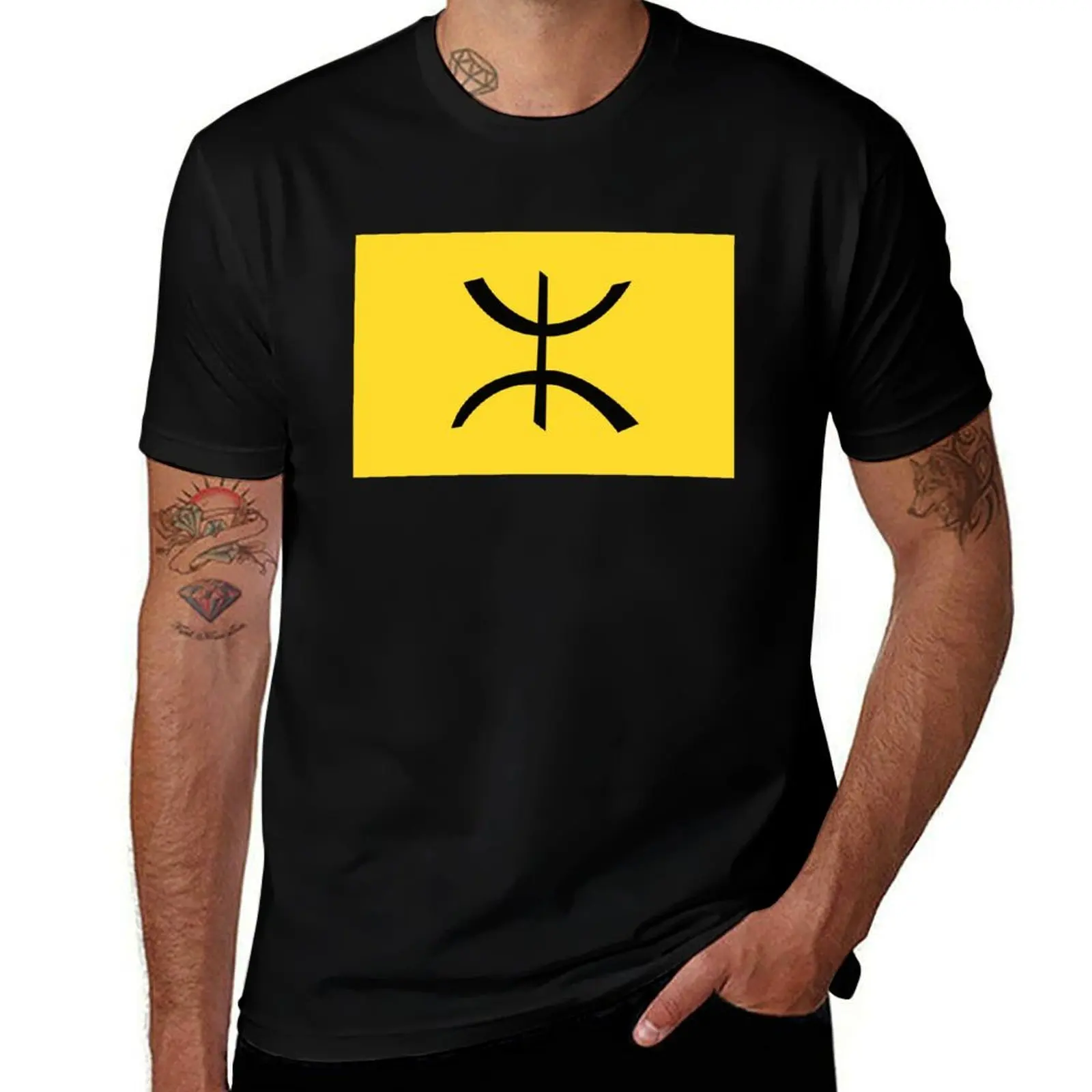 Amazigh chaoui flag - berber flag - shawiya Flag T-Shirt Simple Casual Short Sleeve Cotton T-Shirt
