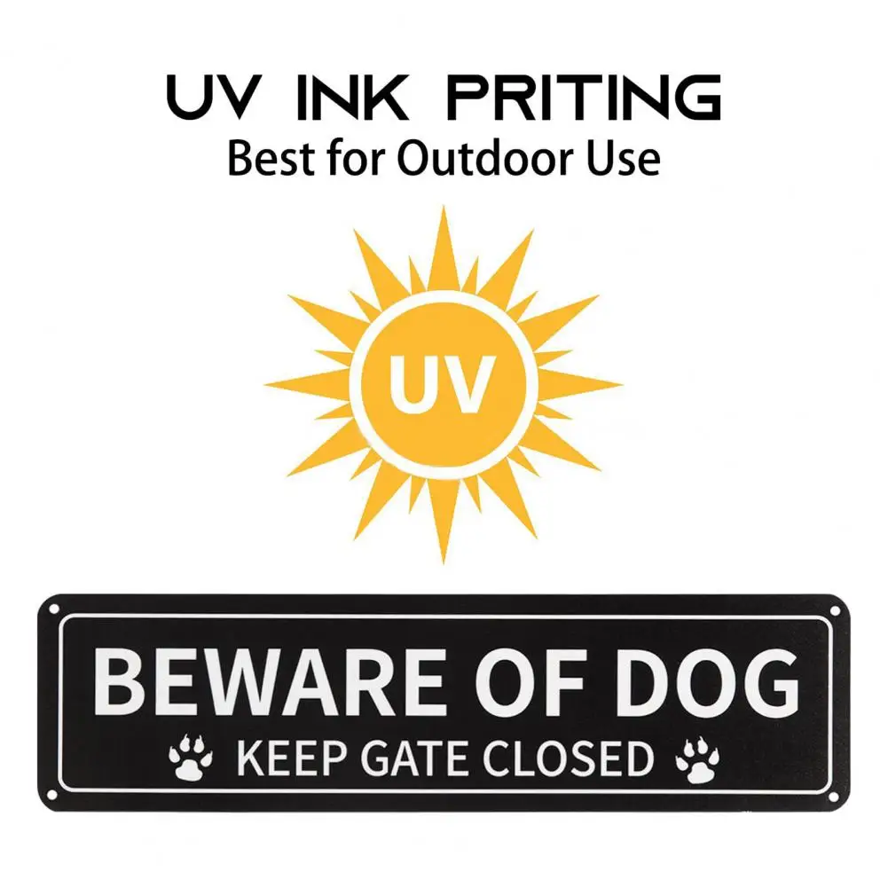 Beware of Dog Sign Keep Gate Closed Sign Durable Aluminum Beware of Dog Sign for Home Outdoor Paw Print Design Keep Gate Closed