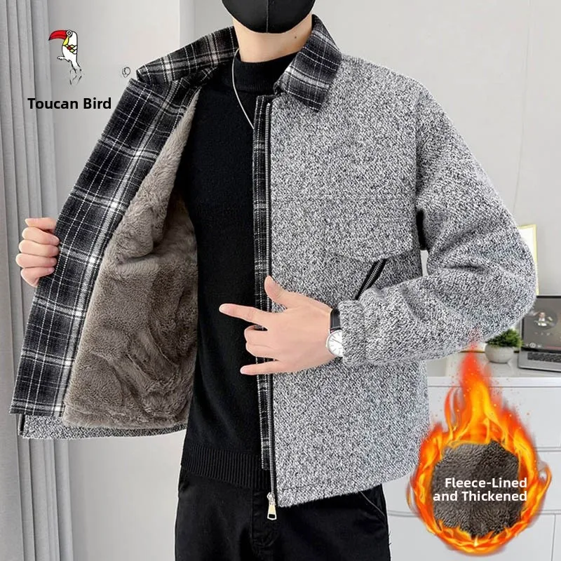 

Зимняя мужская куртка TUCANO с утеплением, повседневная, в клетку, с воротником-стойкой, на молнии, модная молодежная верхняя одежда