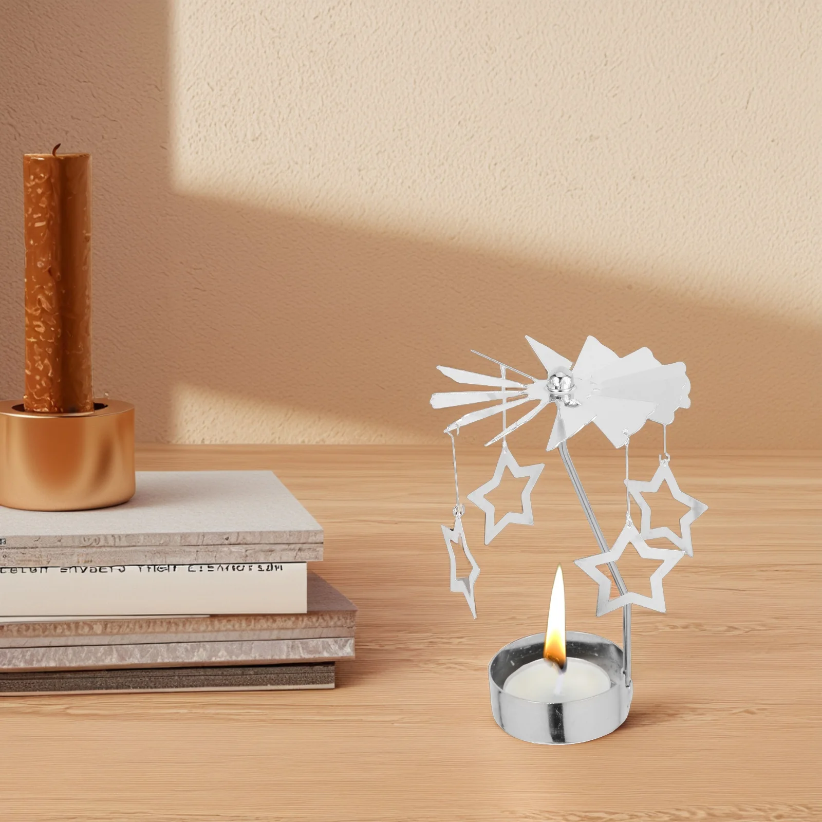 

Rotating Five Pointed Star Holder Stainless Steel Iron Tabletop Decor Living Room Wedding Centerpiece