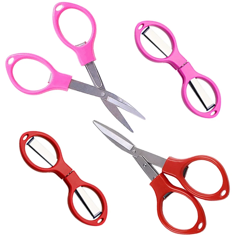 

100Pcs Multifunction Folding Scissor Stationery DIY Tools Plastic Handle 8 Words Stretch Shears Stainless Steel Safe Scissors