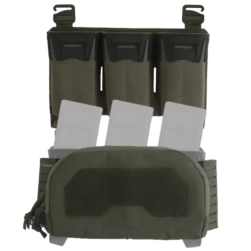 Multi-Caliber Triple Mag Pouch with 2Nd Layer Admin Pouch Mag for Glock Sub-Zero Plate Carrier MOLLE Front Placard