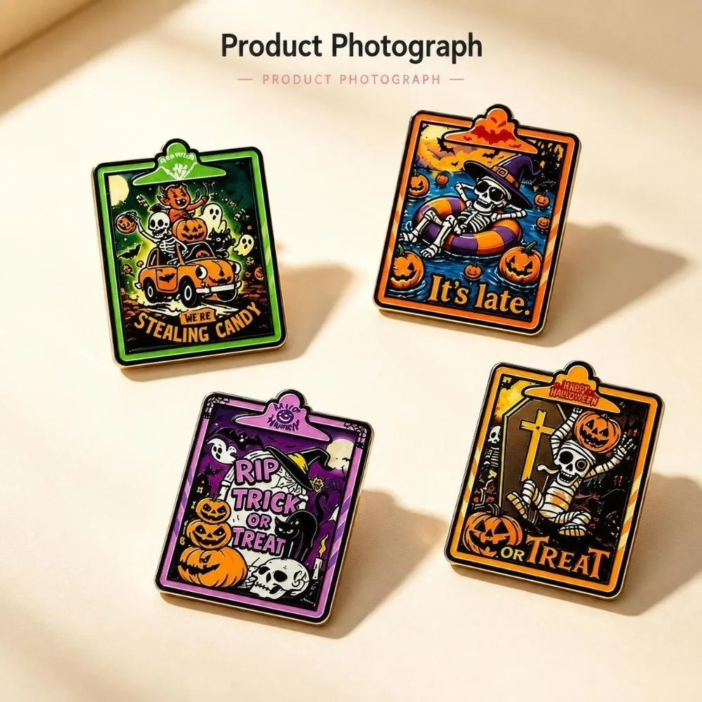 Eerie Backpack Accessory Halloween Badges Creative Zinc Alloy Skullhead Pumpkin Broochs Terrifying Metal Badge Halloween Decor