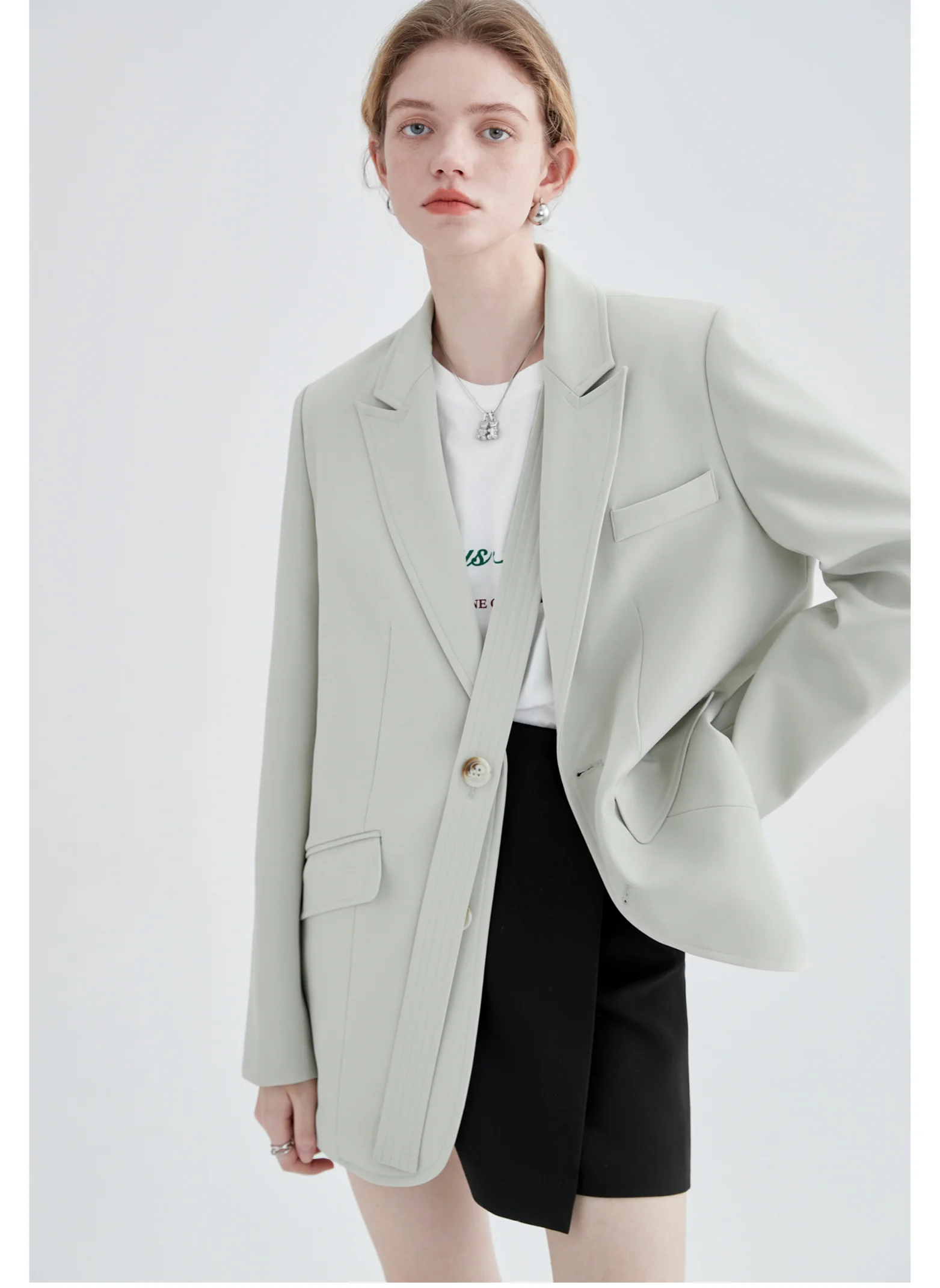 

MOLAN Design Women Fashion Blazer Elegant High Street Singal Breasted Pockets Korean Stylish Coat Female Chic Blazer