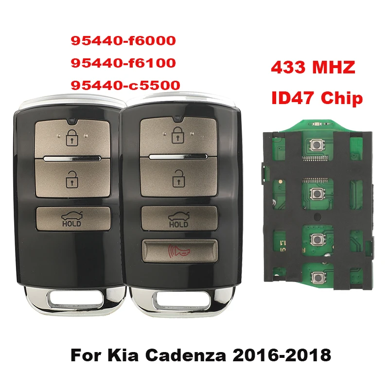 

Jingyuqin дистанционный ключ от автомобиля 433 МГц ID47чип для Kia Cadenza 2016-2018 95440-f6000 95440-f6100 95440-c5500 умный ключ управления