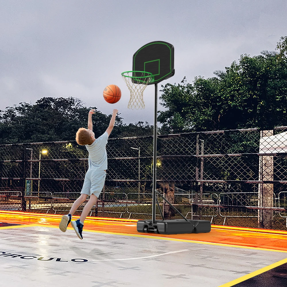 Supporto per sistema di canestro da basket con tabellone da 30 pollici, Base riempibile con ruote per bambini, giovani